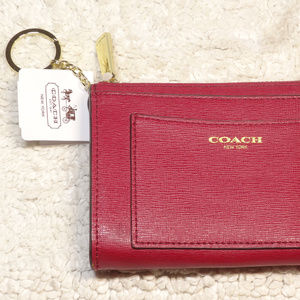 Coach Leather Red Keyring Card Coin Wallet 50732
